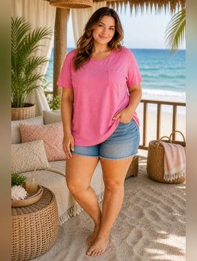 Women's Old Navy Pink Cotton Tee - Size M - Fits more a  Large